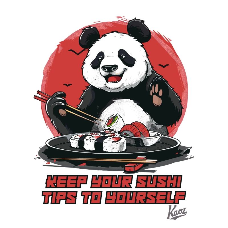 Panda bear gives sushi tips