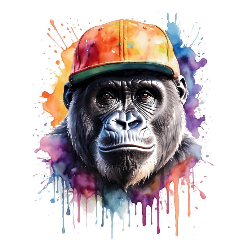 Gorilla Snapback Cap Monkey Cool Animal Design Print