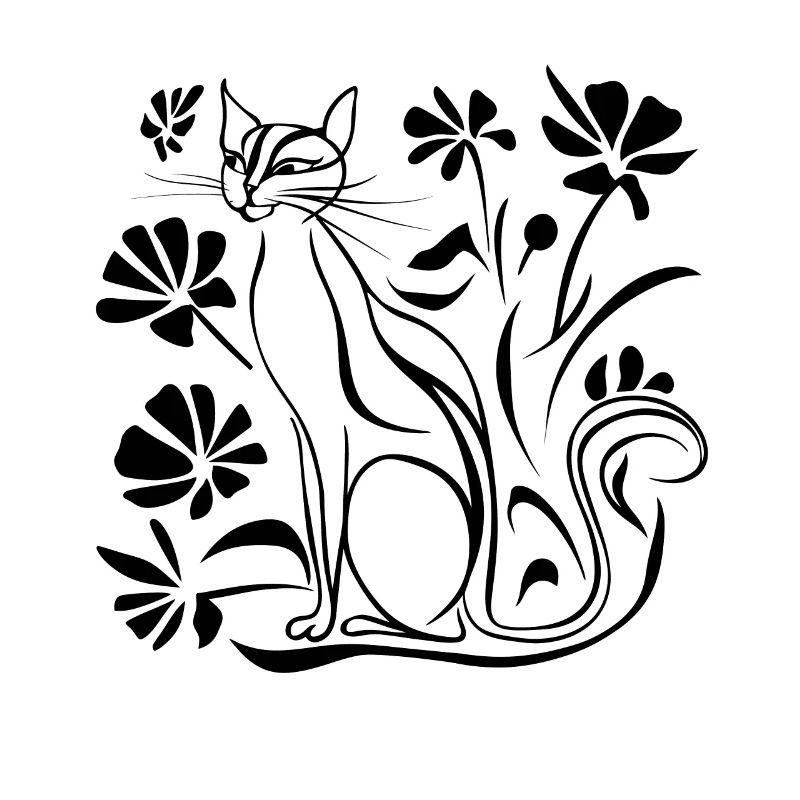 Chat Fleurs Minimaliste