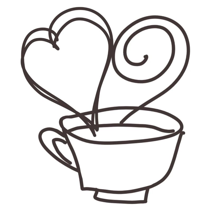 Coffee cup with heart drawn