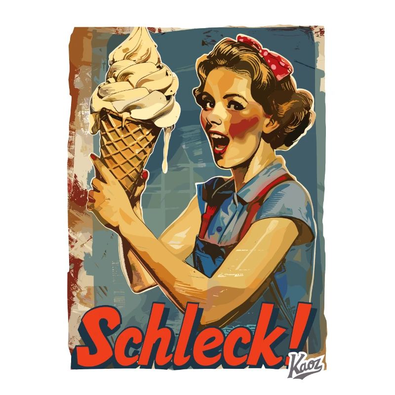 Liebe Dame mit riesigem Waffel-Eis