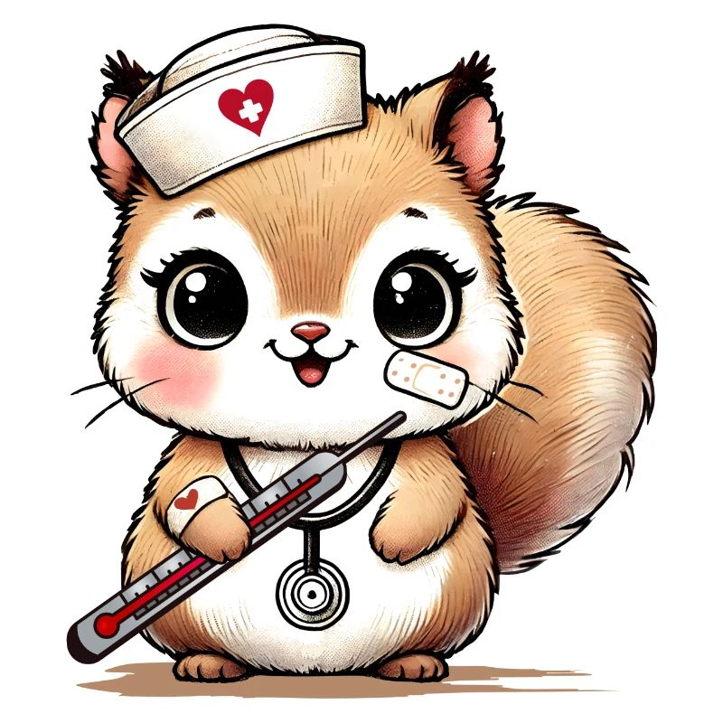 Bezauberndes Eichhörnchen als Krankenschwester