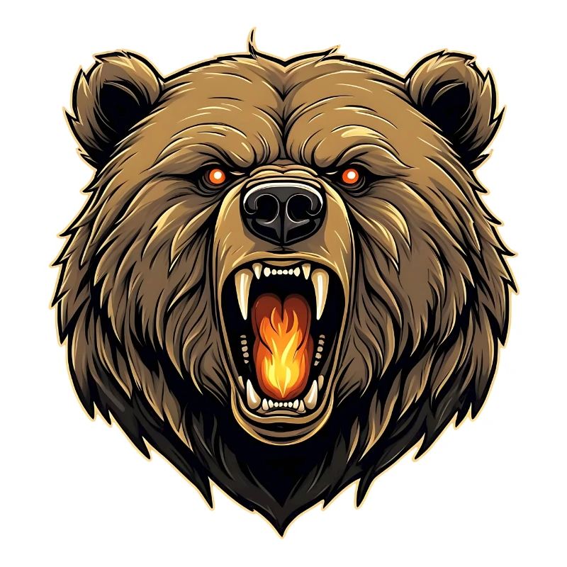 Angry Grizzly Bear Portrait