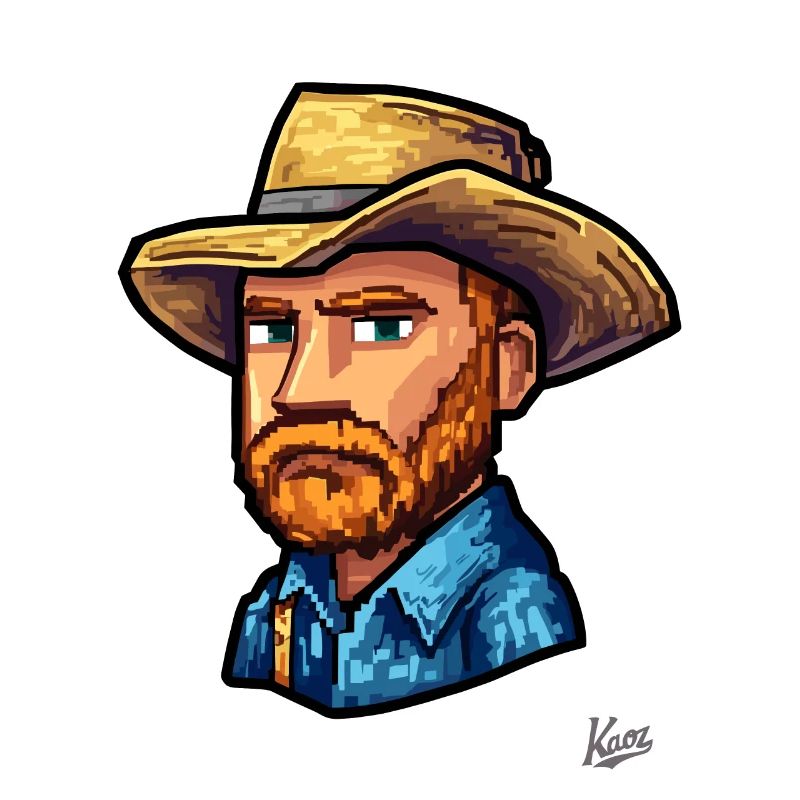 Van Funny Gogh: Pixel Painter Vincent with Hat