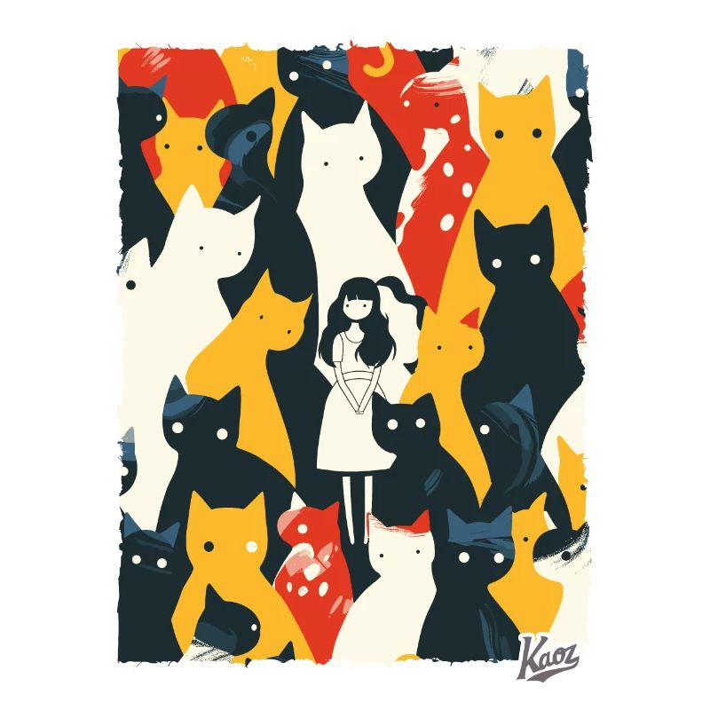 Abstrakte Kunst der Dame mit Katzen