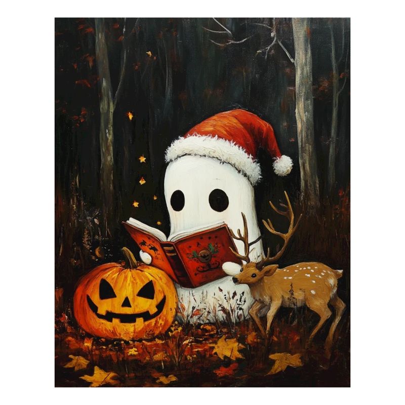 Halloween Gift Ghost with Christmas Hat Decoration