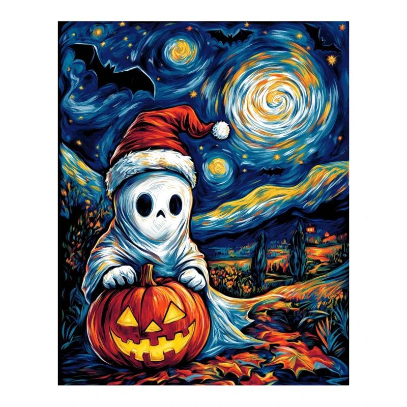 Halloween Gift Ghost with Christmas Hat Decoration