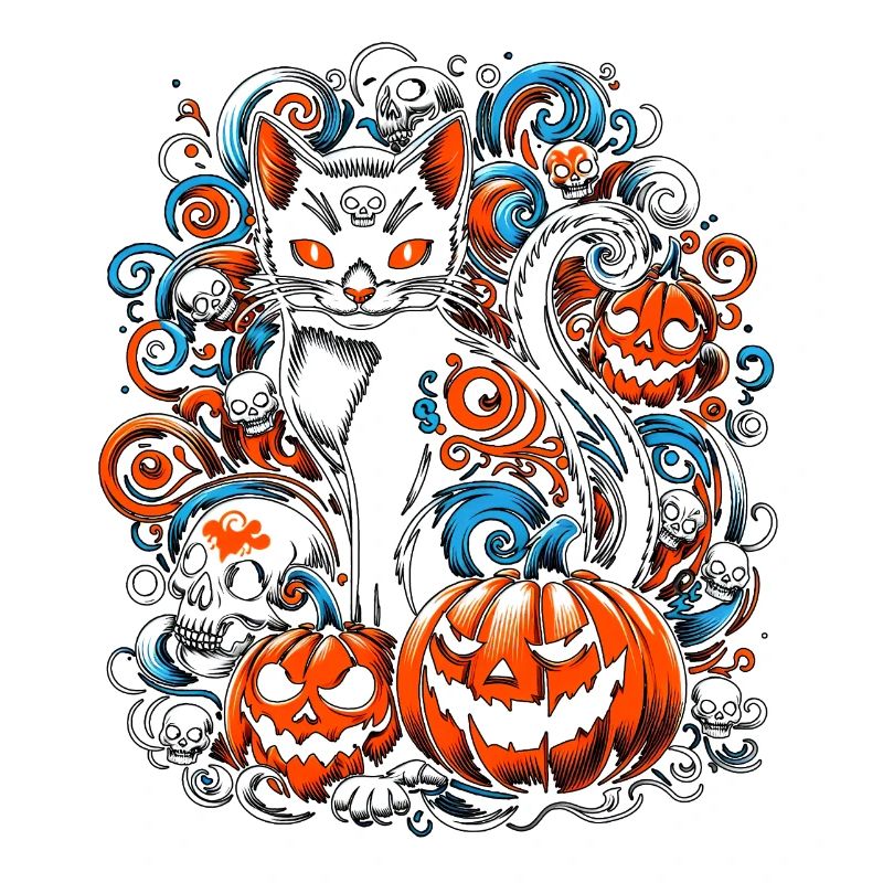 Crânes de chat étranges Halloween