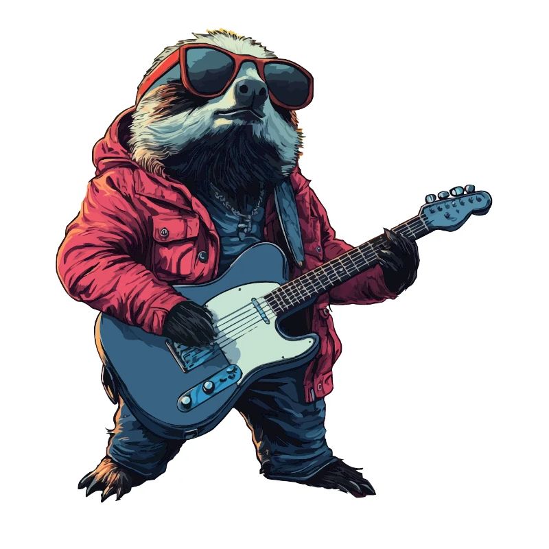Faultier mit E-Gitarre