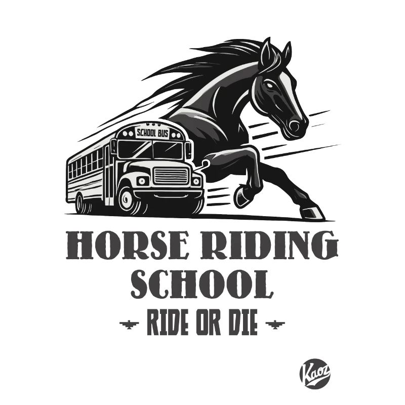 Reitschule "Reite oder Stirb", ein Pferde-Motiv