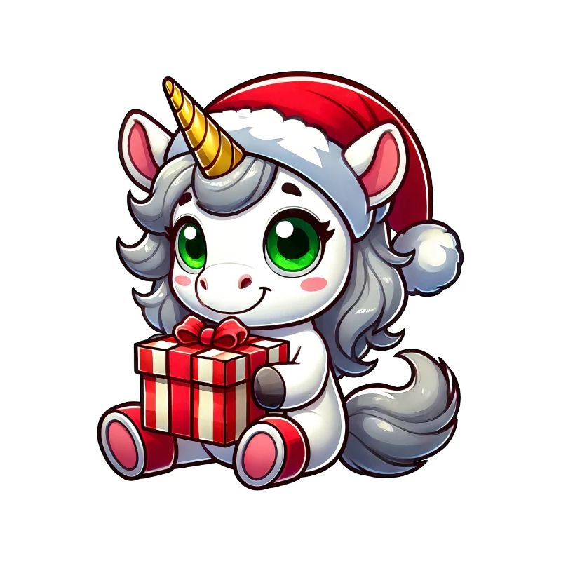 Weihnachtsmann mit Weihnachts-Einhorn
