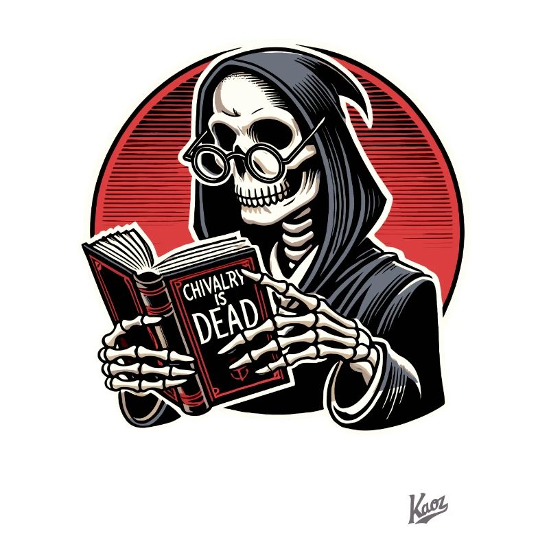 Chivalry is dead – Grim Reaper with book