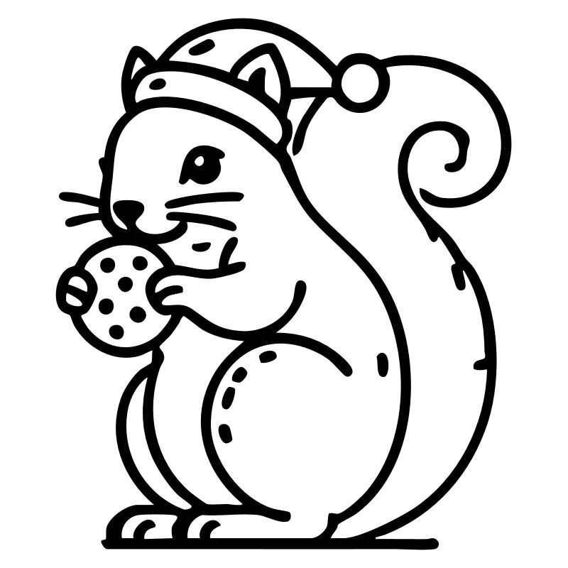 Squirrel with hat and biscuit Christmas