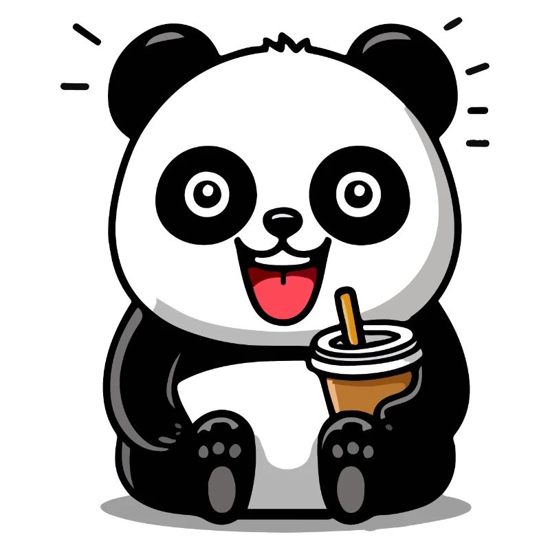 Panda mignon avec boisson