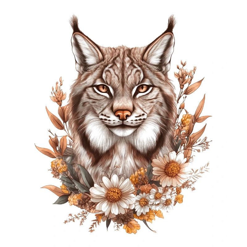 Lynx avec des fleurs