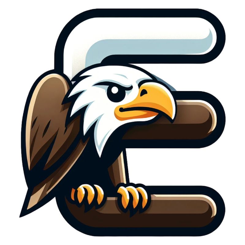 Majestic eagle with letter E