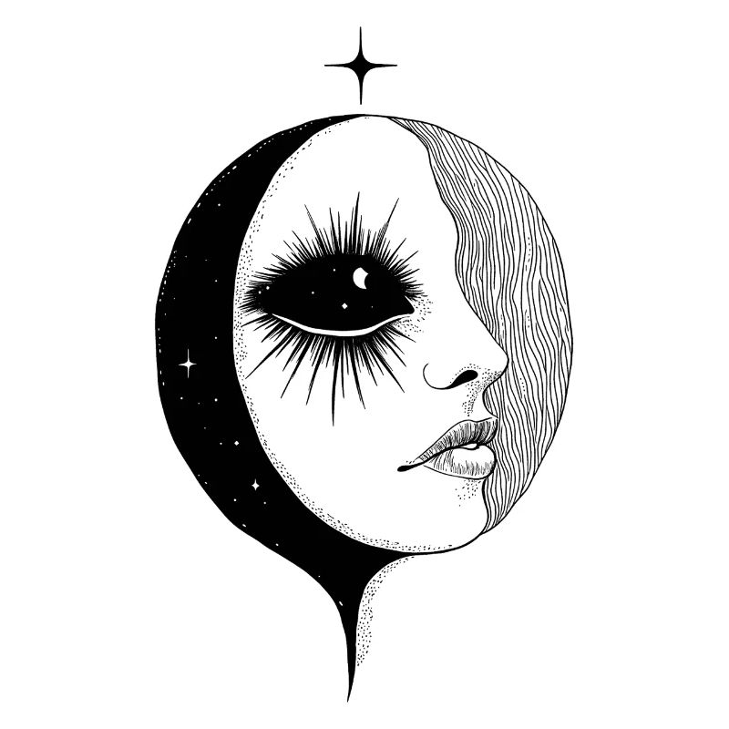 Mond Boho Frau Mystik Ästhetik Kunst Geschenk