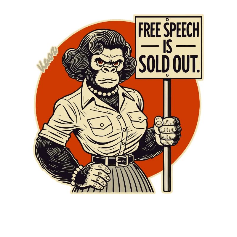 Gorille avec un bouclier : la liberté d’expression vendue