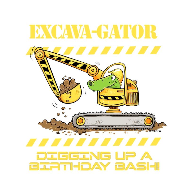 Construction Site Excavator Crocodile Saying Pun