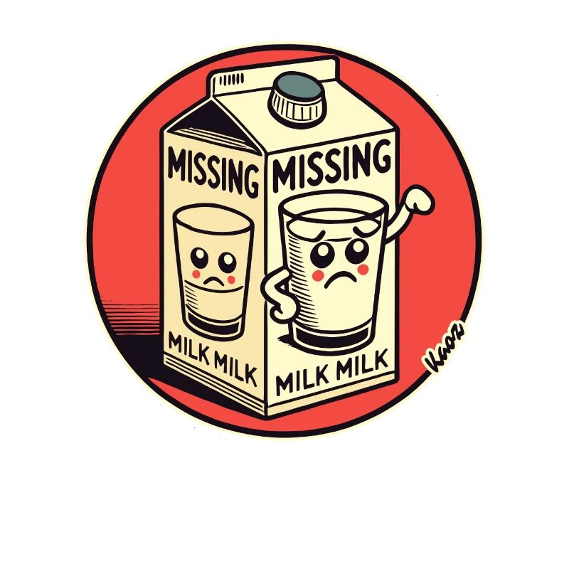 Funny Cartoon Design: Missing Milk