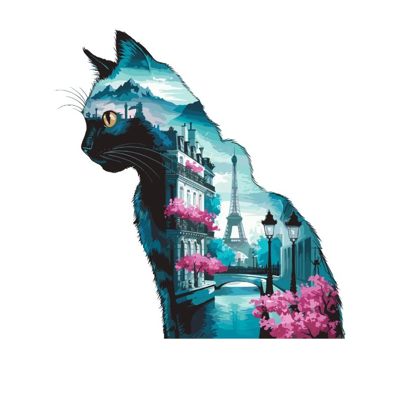 Silhouette Paysage Chat Paris