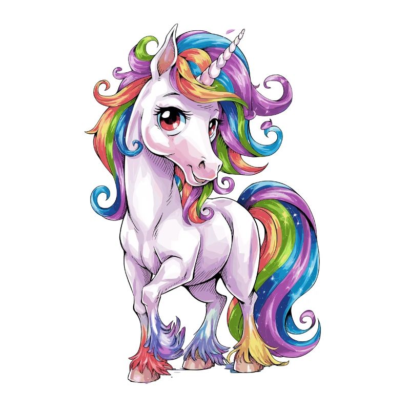 Magic unicorn with rainbow mane for