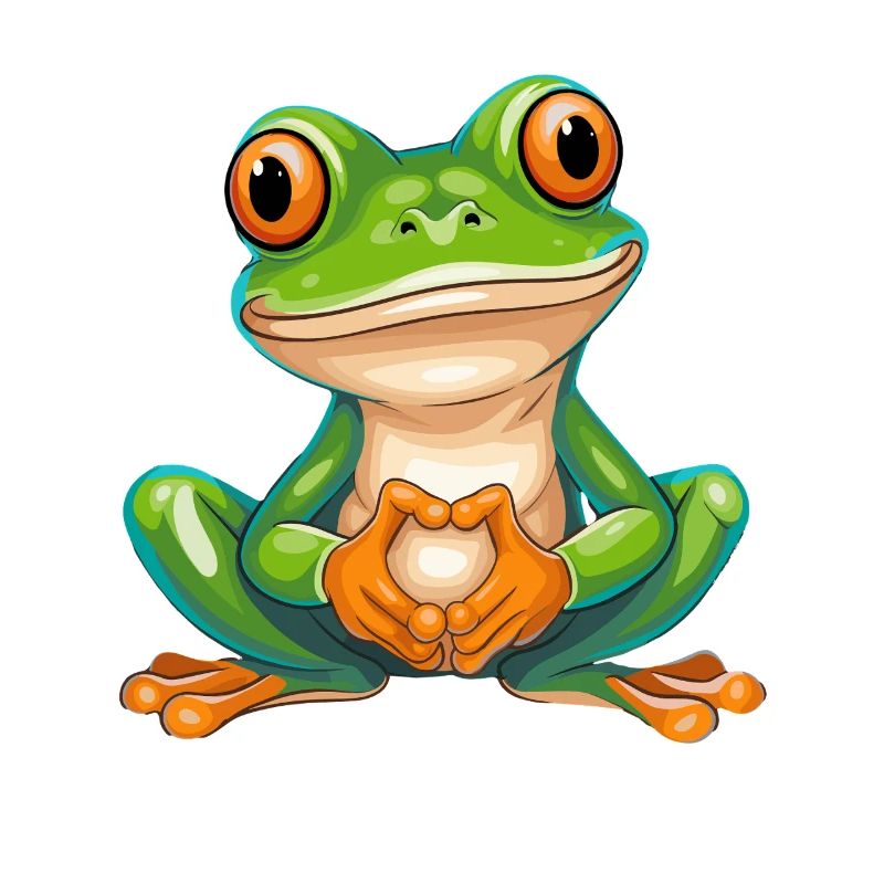 Grenouille joyeuse avec de grands yeux dans le style de dessin animé