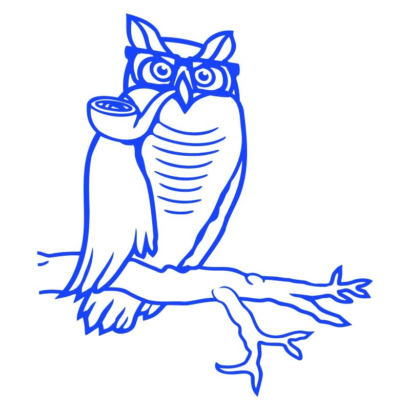 Owl Pipe Smoking Old Grandpa Eagle Owl Branch Tree Forest
