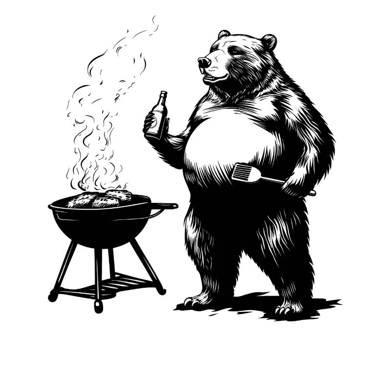 Grill Master Bear Funny Gift for Dads