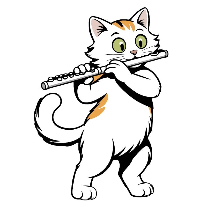 Le chat joue de la flûte
