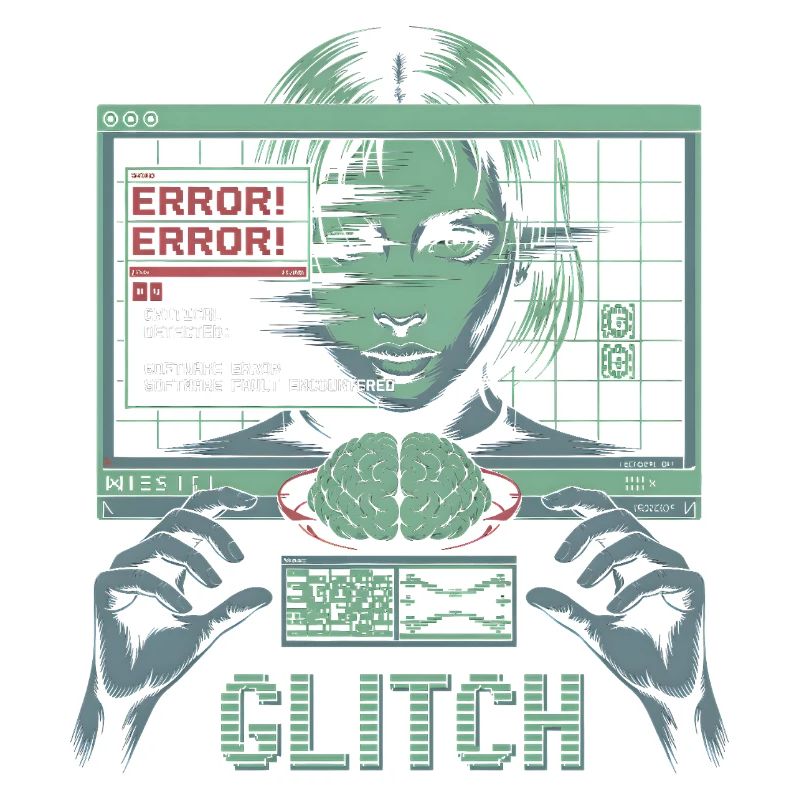 Error Glitch - Futuristisches Grafik T-Shirt