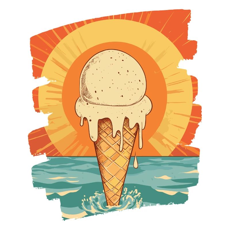 Glace et boule de glace coucher de soleil d’été