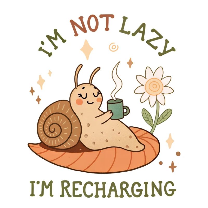 Im not Lazy Im recharging funny Snail drink Coffee