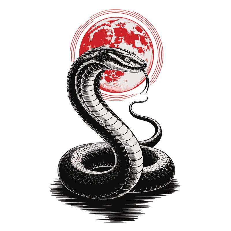 Cobra devant la lune de sang