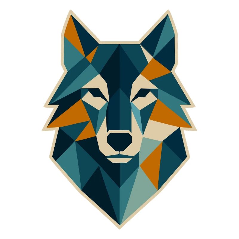 Geometric Wolf Head Polygon Style