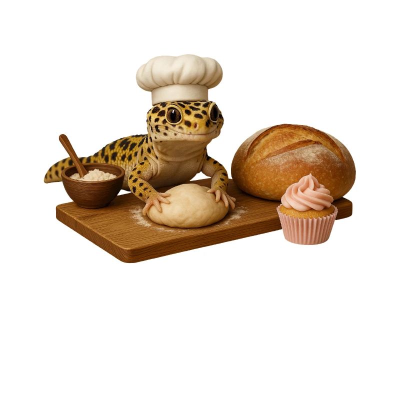 Leopard Gecko Baking Cake Bread