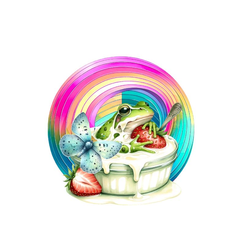 Regenbogen Frosch Eis Erdbeere Eiskrem Kind