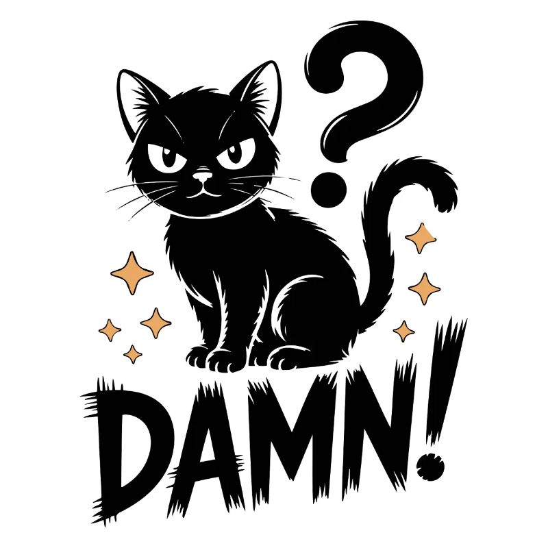 Chat noir mystique avec point d'interrogation