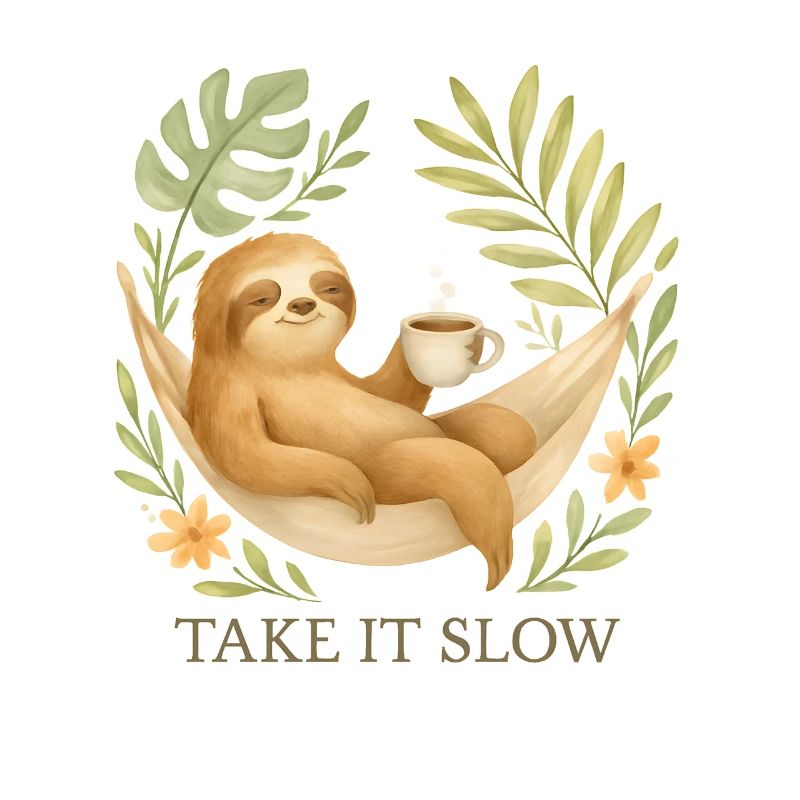  Take It Slow – Faultier im Boho-Stil