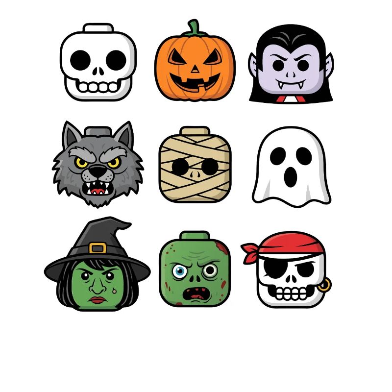 Halloween Bausteinköpfe Jugend Kind Halloween