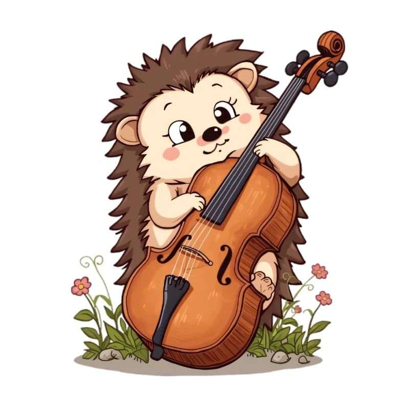 Hérisson violoncelle dans le jardin fleuri