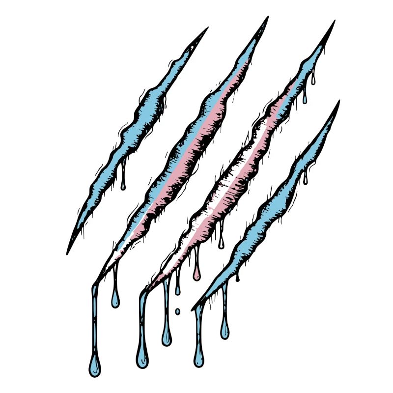 Transgender Pride Claw - Trans Flag Scratch Trace