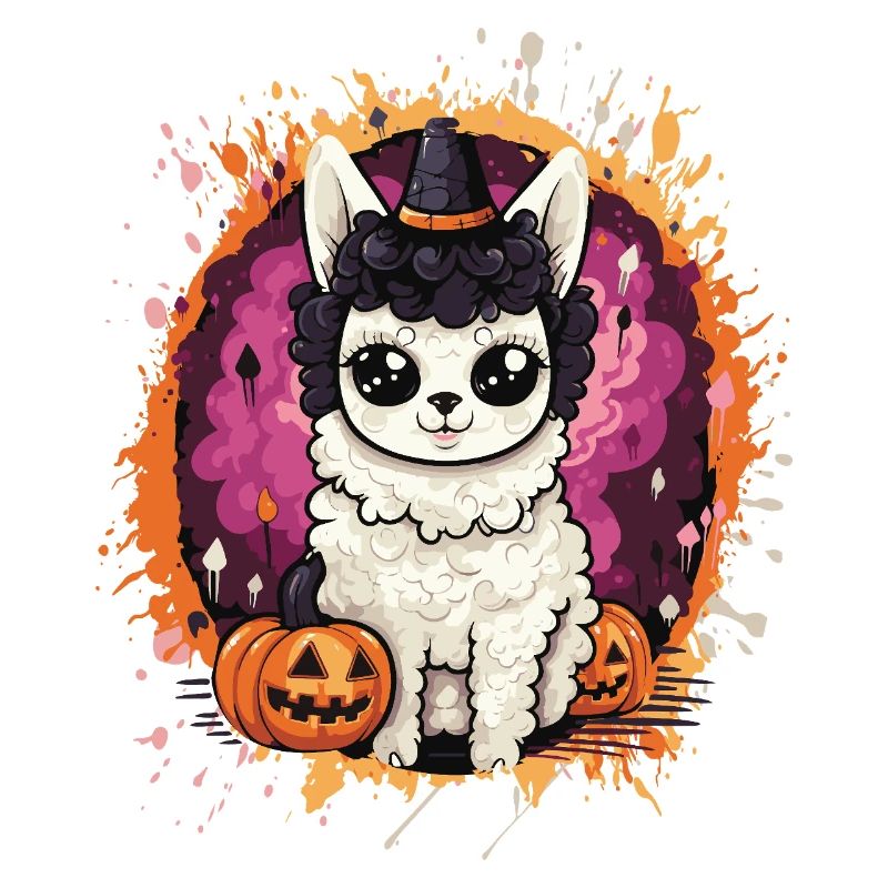 Llama Witch in Halloween Magic