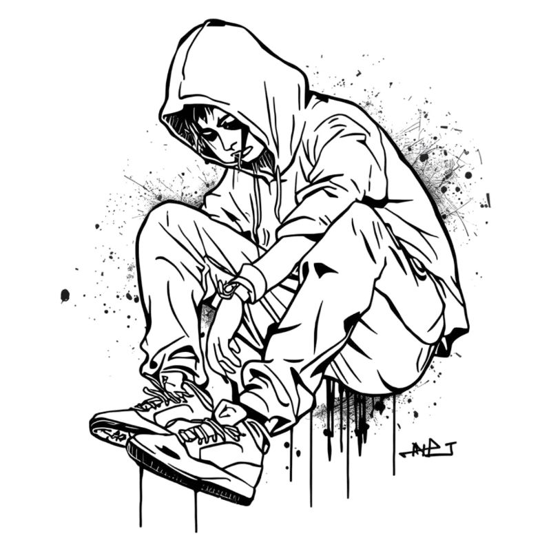 Silhouette Kapuzenpullover Graffiti