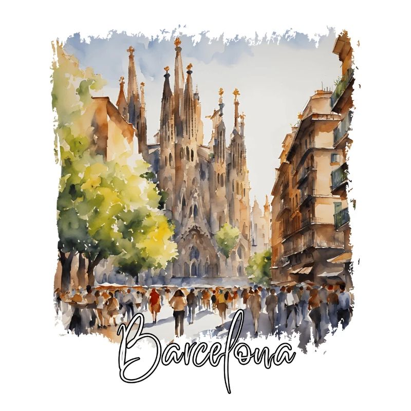 Aquarelle de Barcelone, Barcelone, Espagne