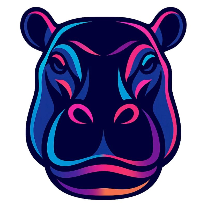 Neon Hippo Head
