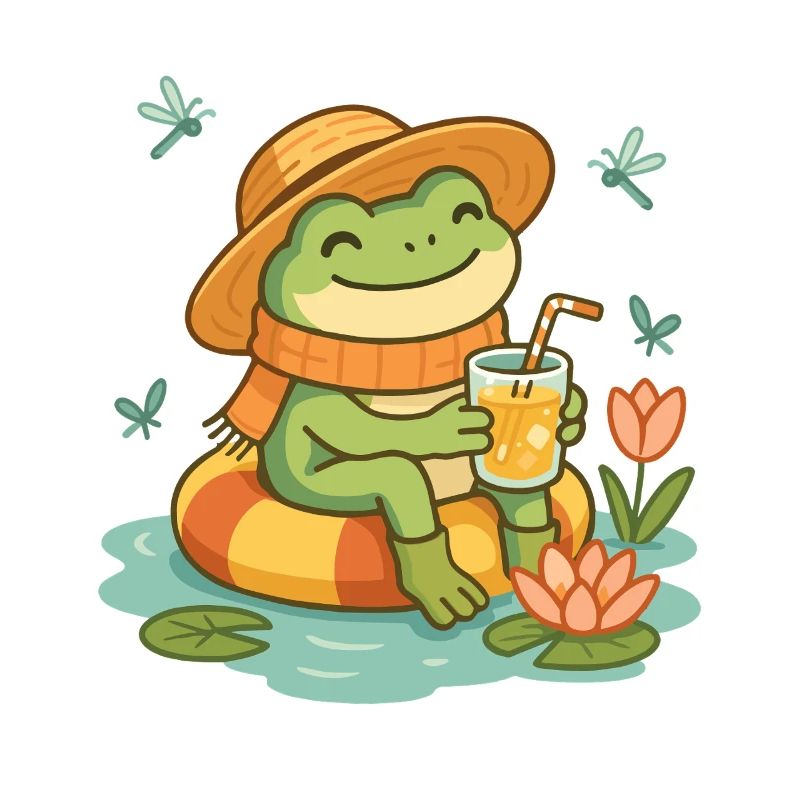 Summer Frog – Cozy Frog with Lemonade