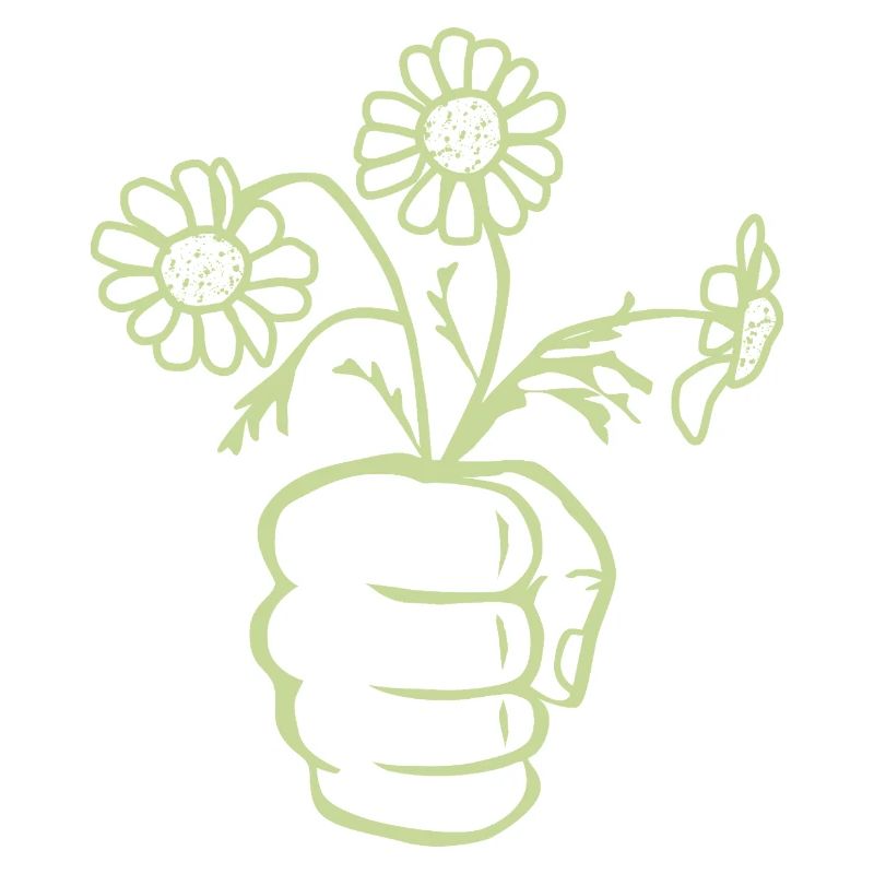 Eine Faust Hand mit Blumenstrauß