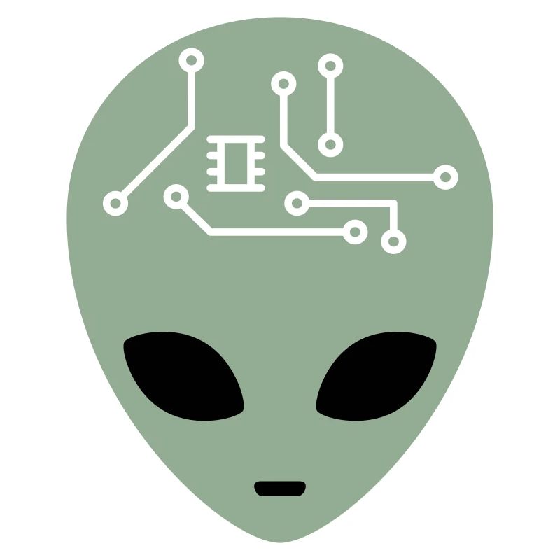 Alien Head with Circuits (three colours)