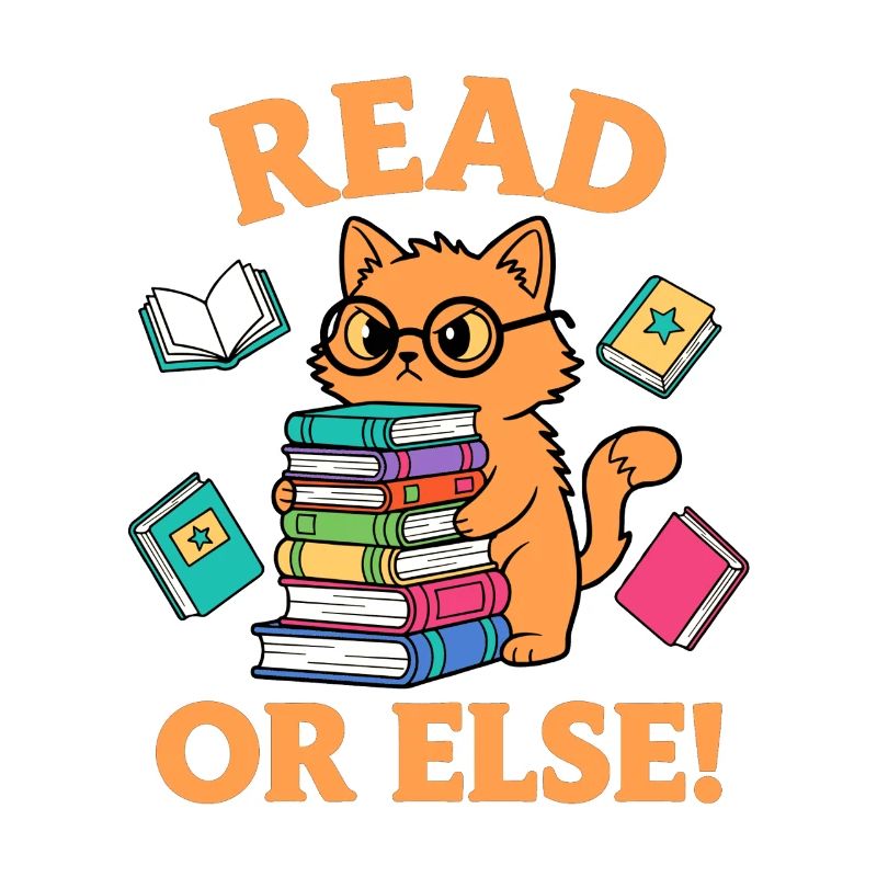 Lustige Lesekatze mit Bücher Lies oder Sonst!